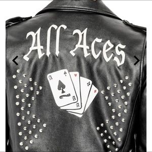 Guess MENS SMALL LEATHER ALL ACES MOTO JACKET